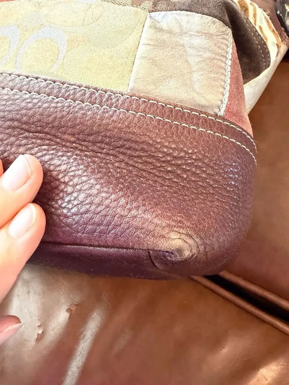 Coach Holiday Patchwork Signature Hobo Bag 10434 Brown Multi